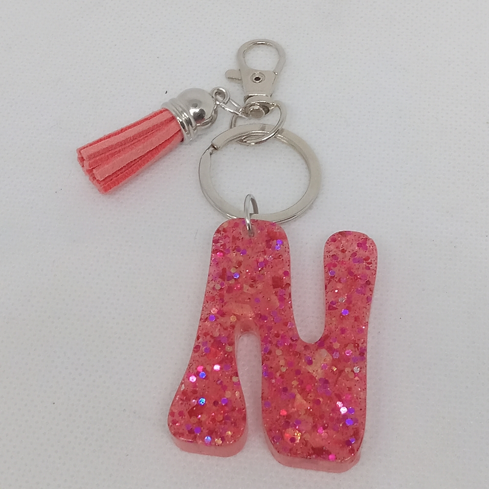 Pink Glitter 'N' Keychain with Tassel